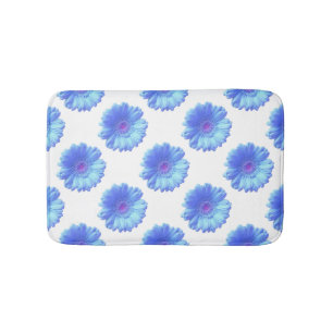 Alfombrilla De Baño Daisy gerbera azul