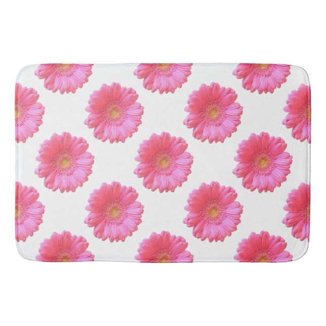 Alfombrilla De Baño Daisy gerbera rosada (Anverso)
