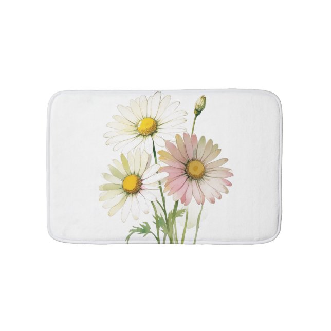 Alfombrilla De Baño Daisy Watercolor Flower Profesional Moderno (Anverso)