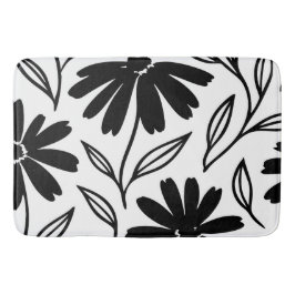 Alfombrilla De Baño Dalias de Tinta Negra Boho