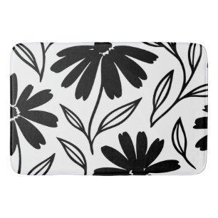 Alfombrilla De Baño Dalias de Tinta Negra Boho