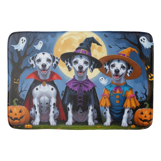 Alfombrilla De Baño Dalmatia Perro Calabaza Halloween Gracioso (Anverso)