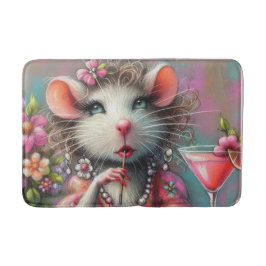 Alfombrilla De Baño Dama de bonito teniendo un Martini Contemplando