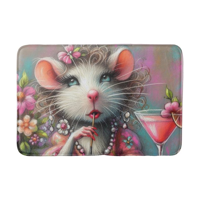 Alfombrilla De Baño Dama de bonito teniendo un Martini Contemplando (Anverso)