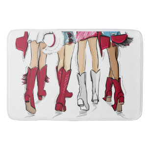 Alfombrilla De Baño Damas de Alabama Moda Cowboy Boot Blanco Rojo