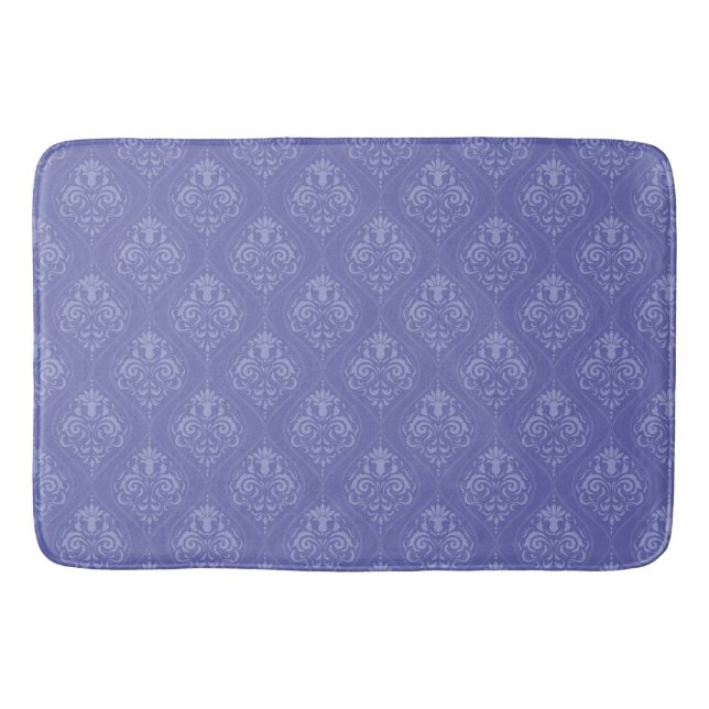 Alfombrilla De Baño Damasco azul Periwinkle (Anverso)