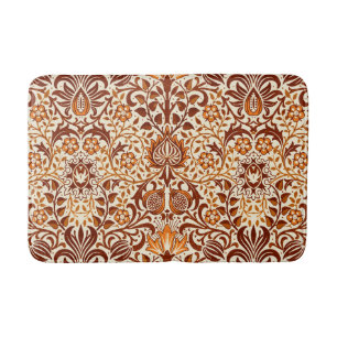 Alfombrilla De Baño Damasco con flores jacobeas, beige y marrón chocol