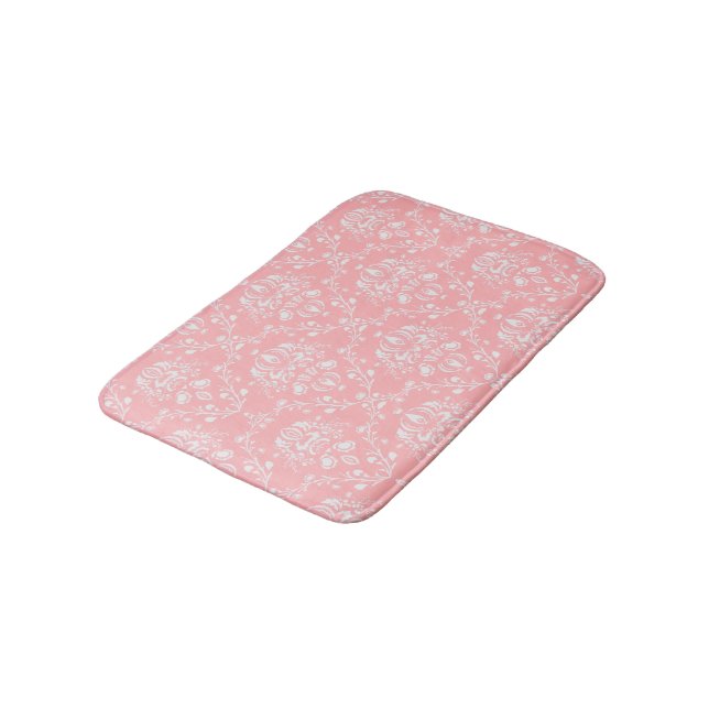 Alfombrilla De Baño Damasco rosa pálido (Angular)