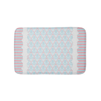 Alfombrilla De Baño Damasco rosa y azul Shabby Chic