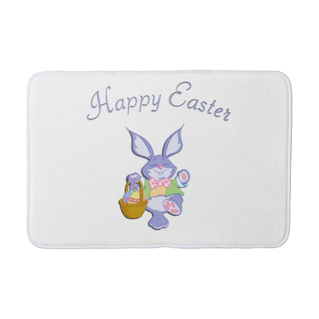 Alfombrilla De Baño Dancing Purple Easter Bunny White (Anverso)