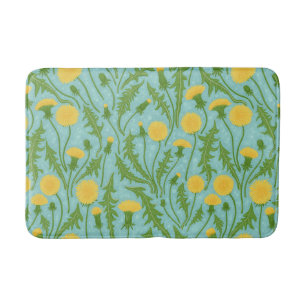Alfombrilla De Baño Dandelions, verde, amarillo y azul
