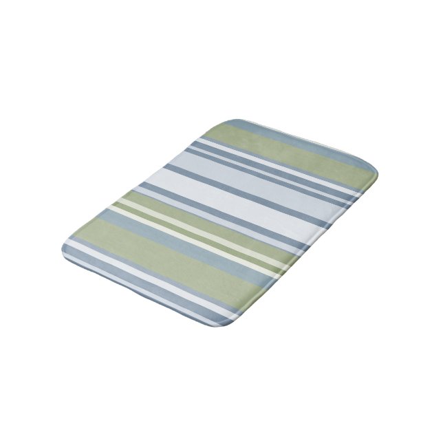 Alfombrilla De Baño Dark Pastel Blue and Spring Rain Stripes (Angular)