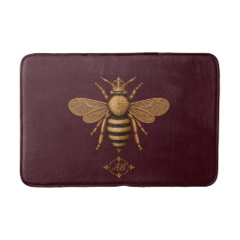 Alfombrilla De Baño Dark Romance Royal Bee | Borgoña y Oro Francés