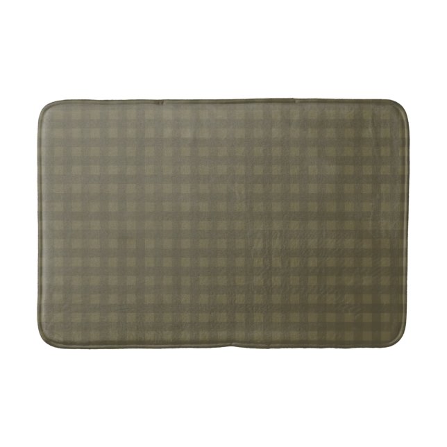 Alfombrilla De Baño Dark Sage Green Gingham Plaid Pattered (Anverso)