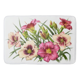Alfombrilla De Baño Daylily Bouquet Rubies