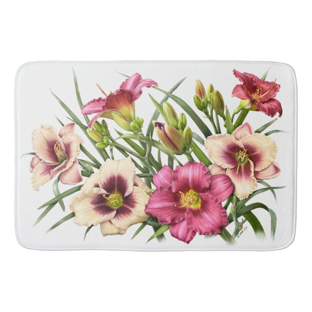 Alfombrilla De Baño Daylily Bouquet Rubies (Anverso)
