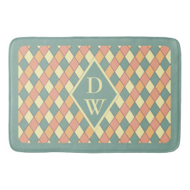 Alfombrilla De Baño Decoración de baño con monograma de diamante retro