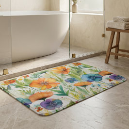 Alfombrilla De Baño Decoración de campo francés con flores silvestres 