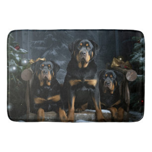 Alfombrilla De Baño Decoración de los Navidades de Rottweiler Snowy Sl