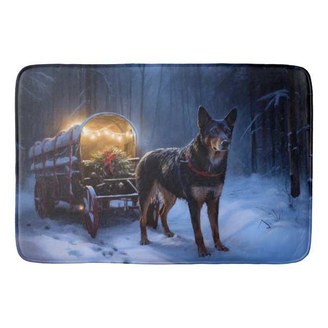 Alfombrilla De Baño Decoración de los Navidades Kelpie Snowy Sleigh de (Anverso)