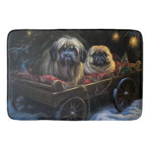 Alfombrilla De Baño Decoración de los Navidades Pekingeses Snowy Sleig