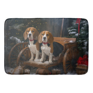 Alfombrilla De Baño Decoración de Navidad de Trineo Nevado Beagle
