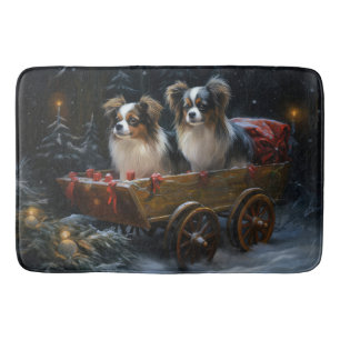 Alfombrilla De Baño Decoración de Navidad Papillon Snowy Sleigh