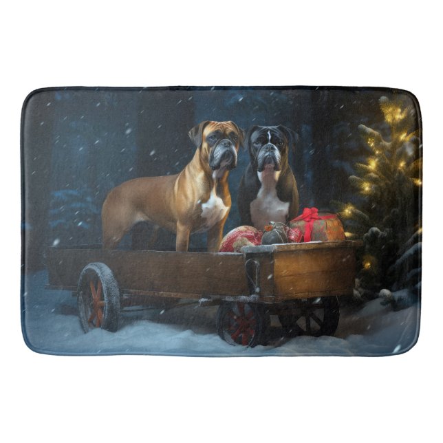 Alfombrilla De Baño Decoración de Navidades Boxer Snowy Sleigh (Anverso)