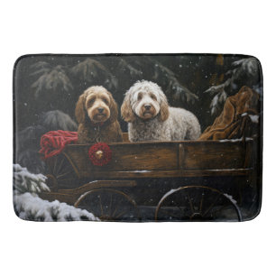Alfombrilla De Baño Decoración de Navidades de Cockapoo Snowy Sleigh