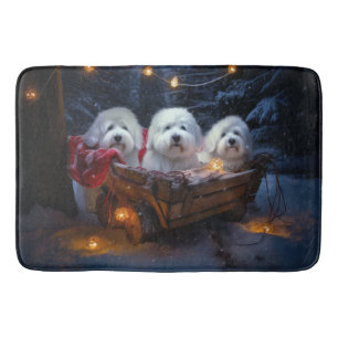 Alfombrilla De Baño Decoración de Navidades de Coton De Tulear Snowy S