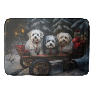 Alfombrilla De Baño Decoración de Navidades Havanese Snowy Sleigh