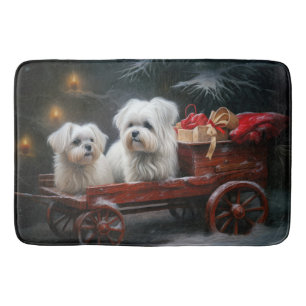 Alfombrilla De Baño Decoración de Navidades malteses Snowy Sleigh