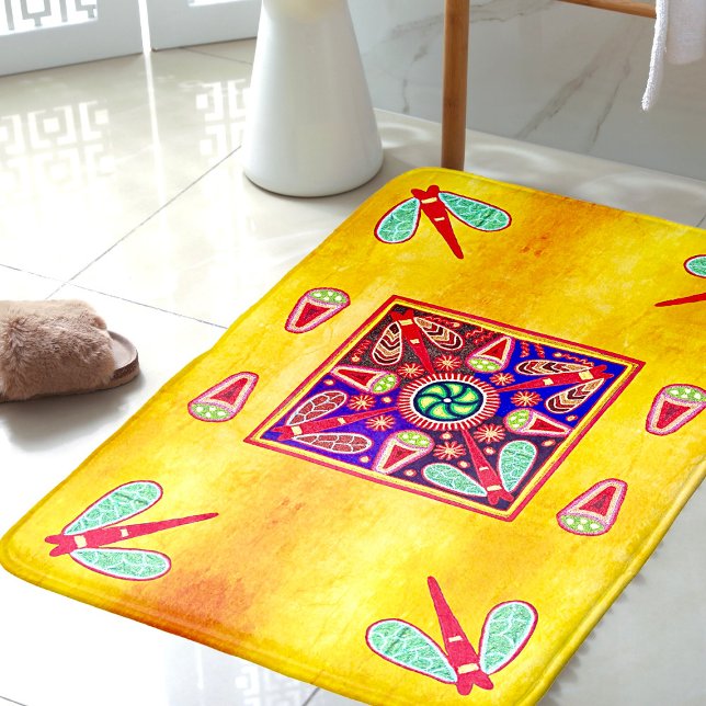Alfombrilla De Baño Decoración mexicana Huichol Patrones Golden & Purp (Subido por el creador)