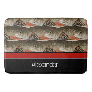 Alfombrilla De Baño Decoración moderna de baño de pescador negro de ro
