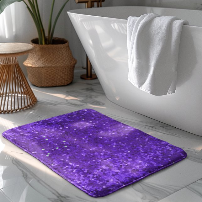 Alfombrilla De Baño Deep Purple Glam Faux Glitter Pattern (Subido por el creador)