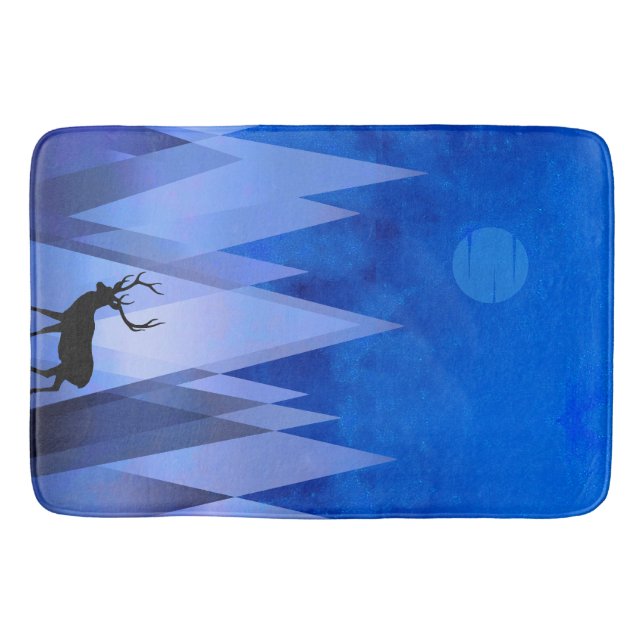 ALFOMBRILLA DE BAÑO DEER DE MONTAÑAS GEOMÉTRICAS AZULES (Anverso)