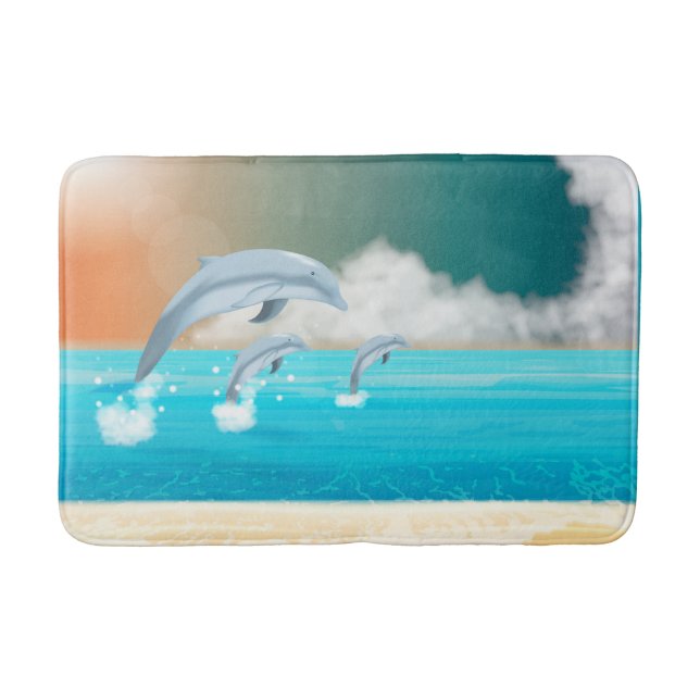 Alfombrilla De Baño delfines saltando en el océano   (Anverso)