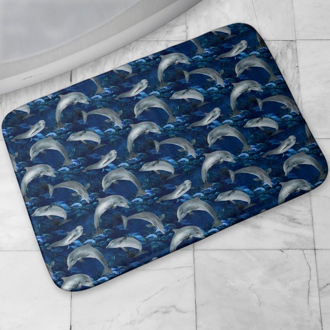 Alfombrilla De Baño Delfines submarinos y peces nadando (Subido por el creador)