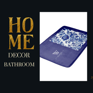 Alfombrilla De Baño delft blue vintage Hermoso jardín Flores