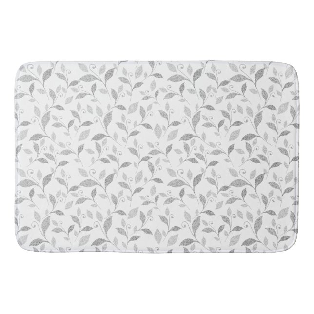 Alfombrilla De Baño Delicada Mat de Baño Floral Gris Texturada (Anverso)