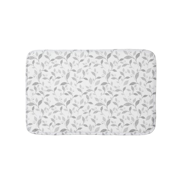 Alfombrilla De Baño Delicada Mat de Baño Floral Gris Texturada (Anverso)
