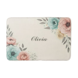 Alfombrilla De Baño Delicados Flores Sketchy Acuarela 