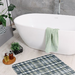 Alfombrilla De Baño Denim Blue Sage Green White Plage