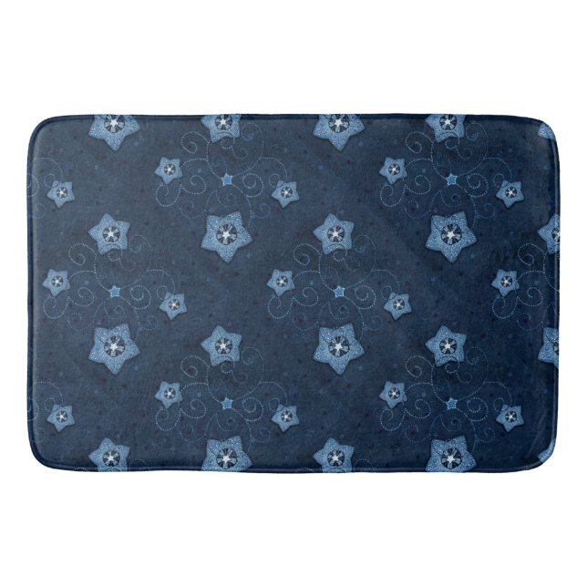 Alfombrilla De Baño Denim Blue Star Pattern Bath Mat (Anverso)