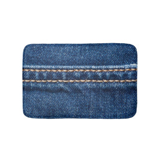 Alfombrilla De Baño Denim con título: textura de jeans cerrados.