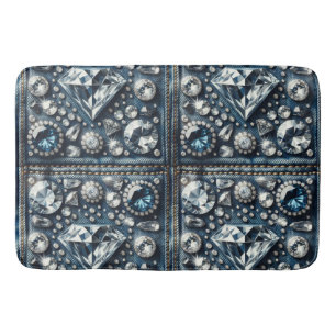 Alfombrilla De Baño Denim & Diamonds Bling Piedras Preciosas Joyas de