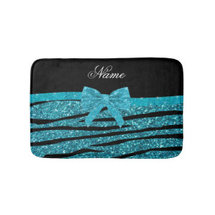 Alfombrilla De Baño Denominación personalizada turquesa purpurina ray