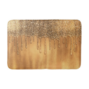 Alfombrilla De Baño Derrame en goteo de Purpurinas de miel de oro