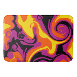 Alfombrilla De Baño Derrame - Naranja, negro, rosa y amarillo