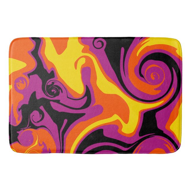 Alfombrilla De Baño Derrame - Naranja, negro, rosa y amarillo (Anverso)